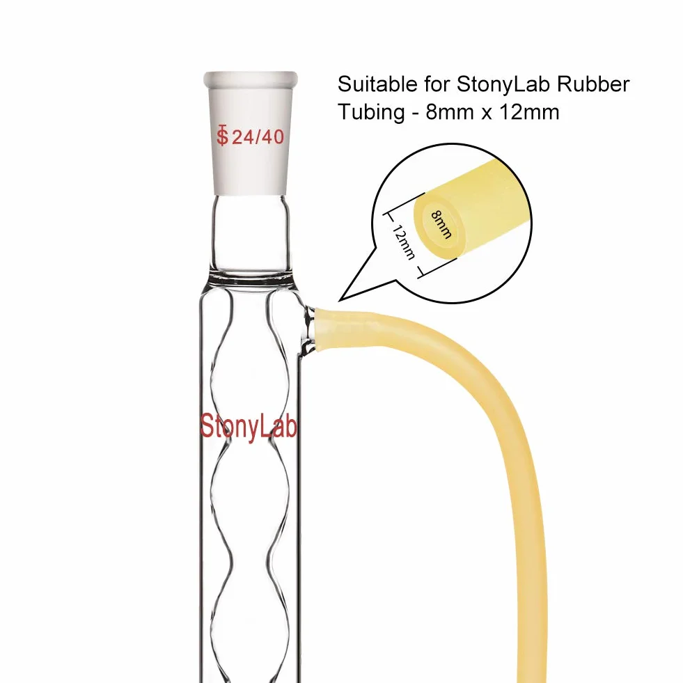StonyLab Allihn Destillation, Borosilikatglas Allihn Condenser Kühler mit 24/40 Joint 200mm Jack Length Lab Glass Allihnkühler Condensor