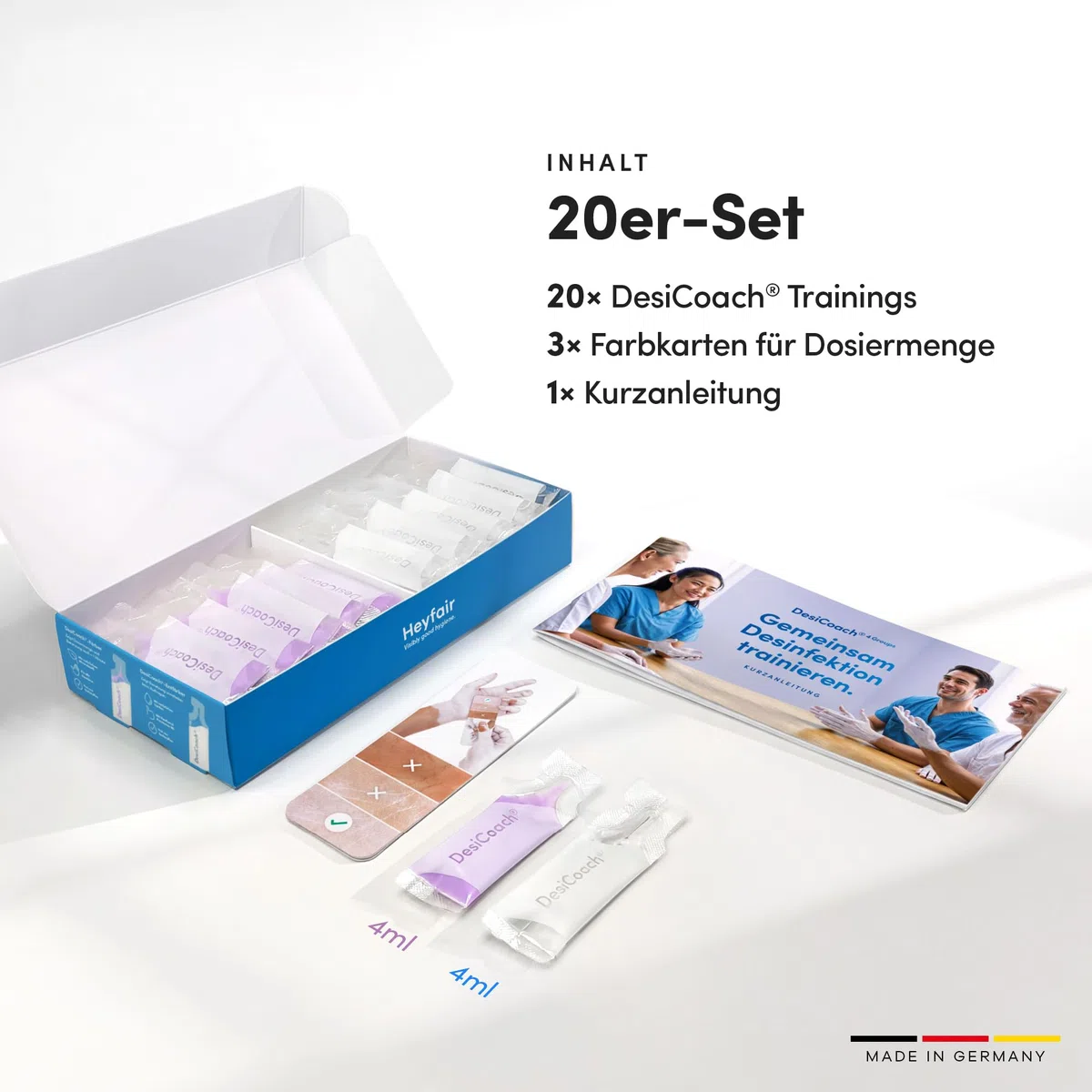 4Groups Händedesinfektion Training – effektiv für Teams, 20er-Set | Hygienetraining von Heyfair. Ganz ohne UV-Licht.