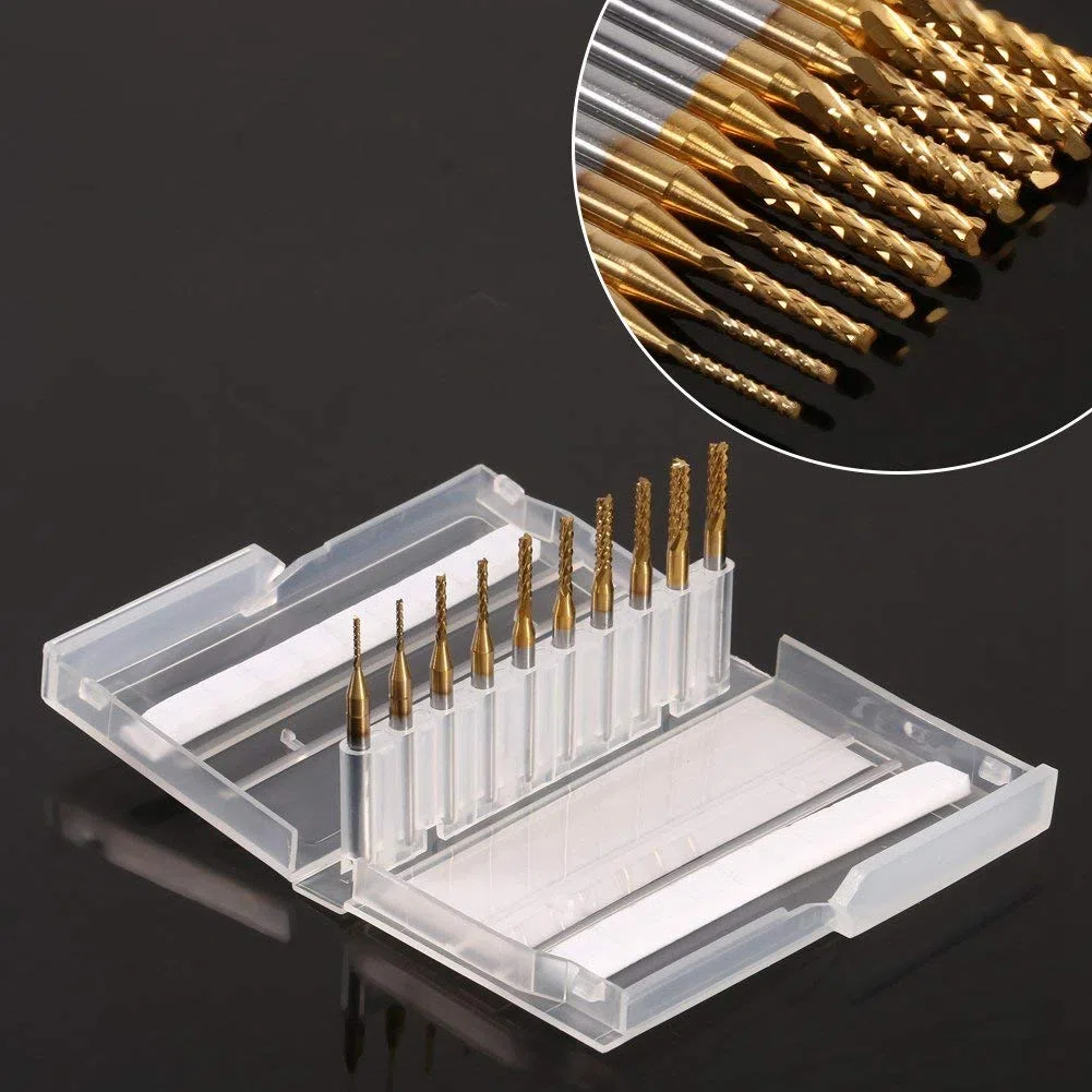 10 Stücke Fräser 1,0-3,0mm Titan Beschichtete Schaftfräser Hartmetall CNC Schneideinsätze Werkzeuge