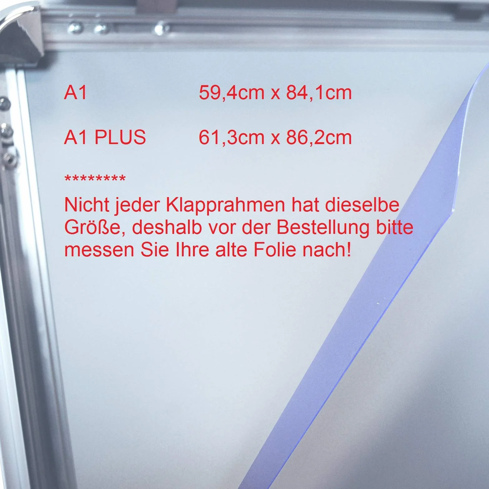 DIN A1 / A1 PLUS (594 mm x 841 mm) / (613 mm x 862 mm) Ersatzfolie Schutzfolie Folie für Kundenstopper Plakatrahmen (20 x A1 Plus 613mm x 862mm)
