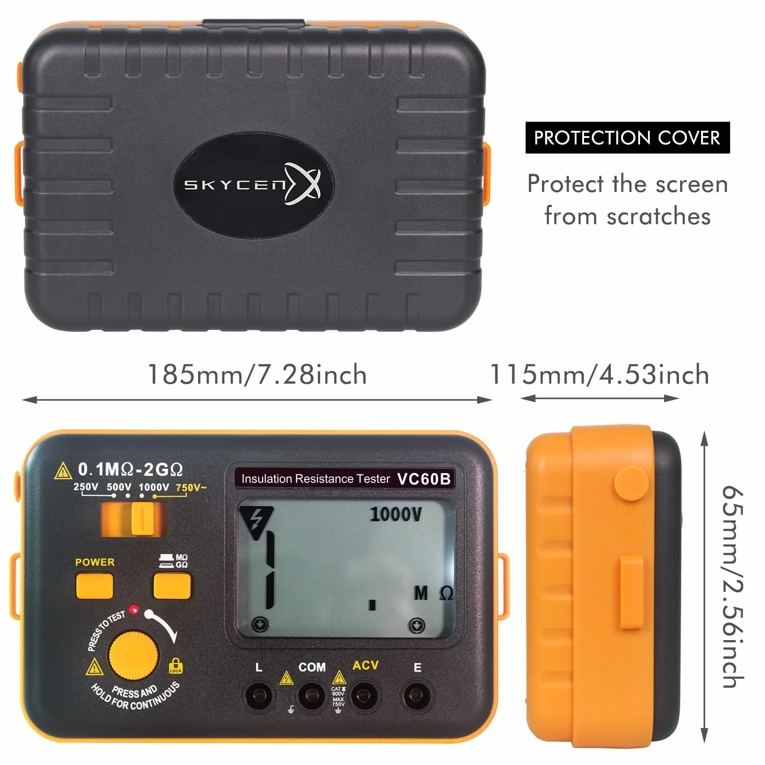 VC60B Digitaler Isolationswiderstandstester Megohmmeter Ohmmeter Megger Meter 2GΩ Widerstand Spannungsmessung AC 750V LCD Display