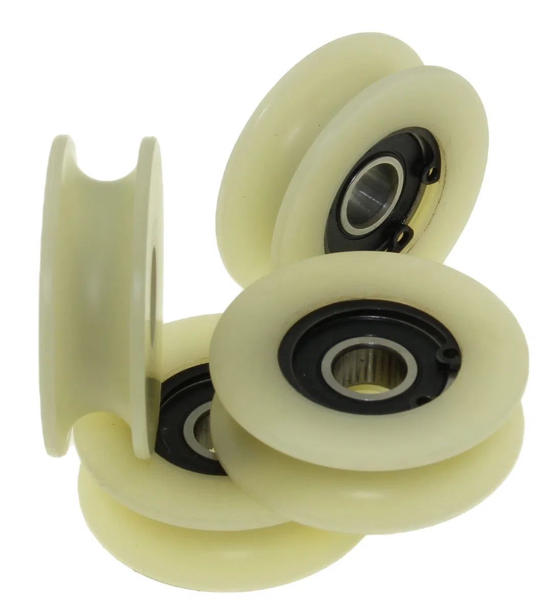 4 Stück Nylon Riemenscheibenrollen mit 10mm Rundnut 45mm Ø 10mm Lager 50kg Tragkraft präzise in der EU gefertigt (45-10-10)