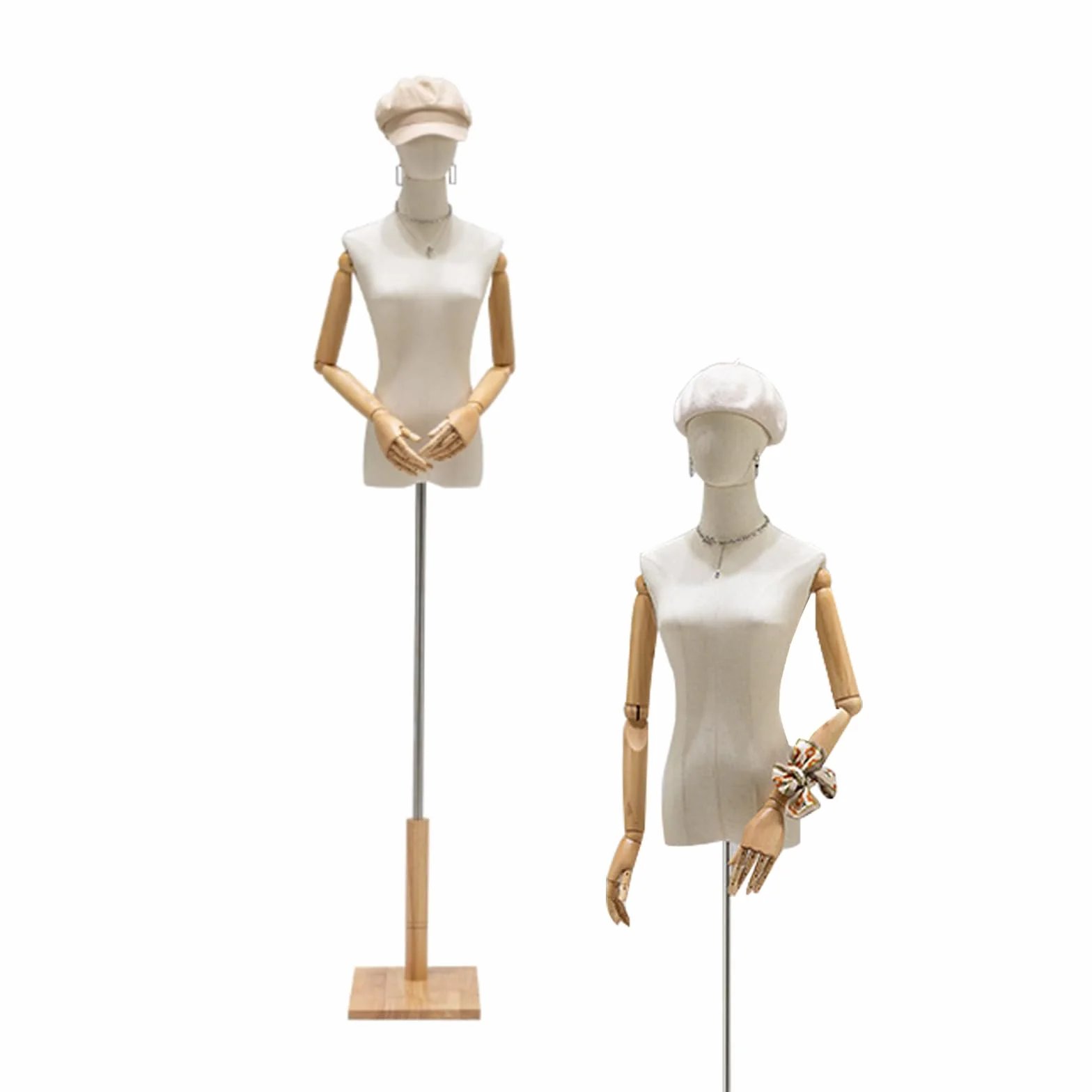 Weibliche Kleid Form Mannequin Torso, justierbarer Höhe 120-190cm, Kleidung Display Modell Körper Stand mit Kopf, hölzerne Arme und Basis zum Nähen von Kleidung, für Kleidung Kleid Schmuck Display