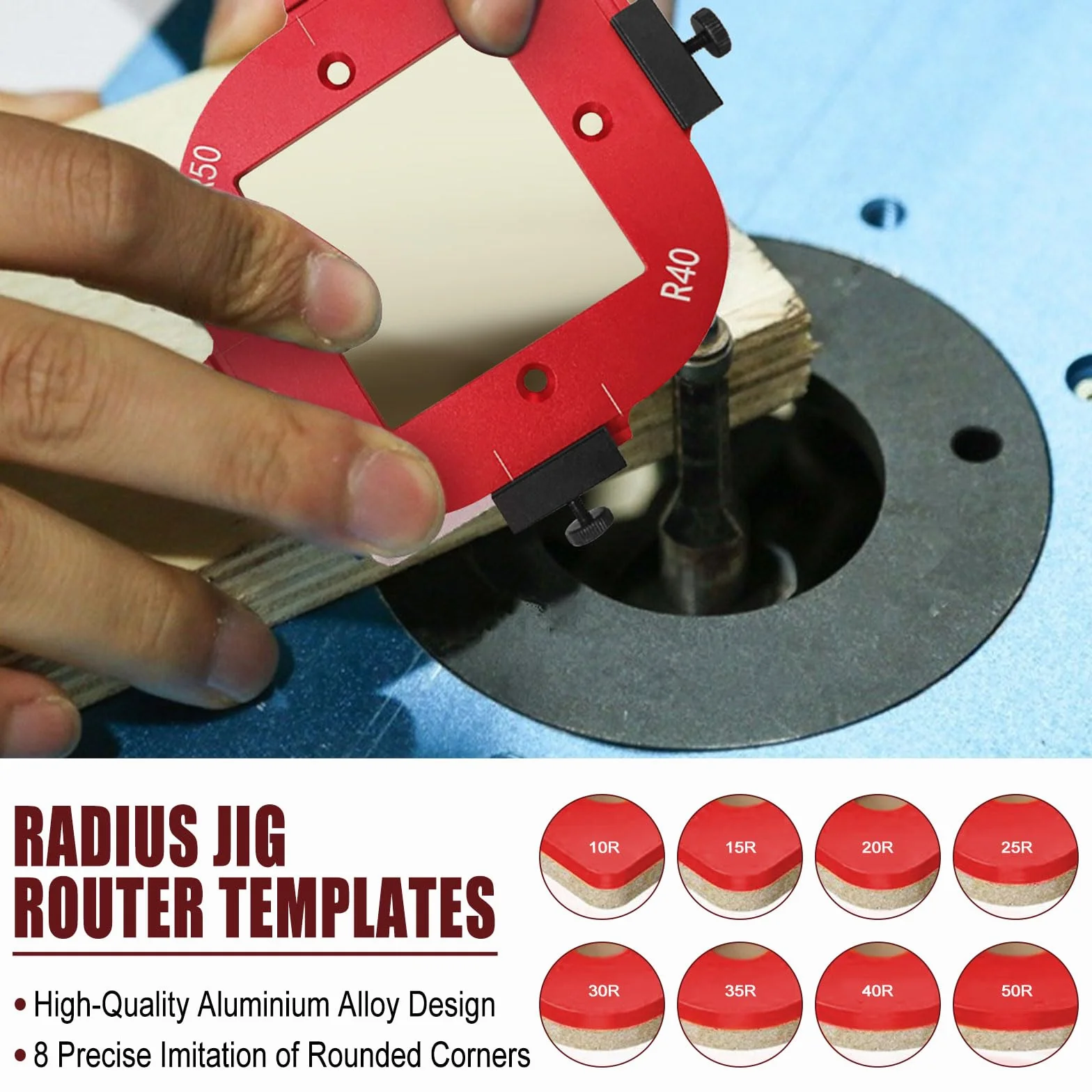 Radius Frässchablonen, Aluminiumlegierung runde Ecken Radius Schablonen, Holzbearbeitungsfräser, Bogenschneiden, Hilfswerkzeug, DIY-Vorlage, R10, R15, R20, R25, R30, R35, R40, R50