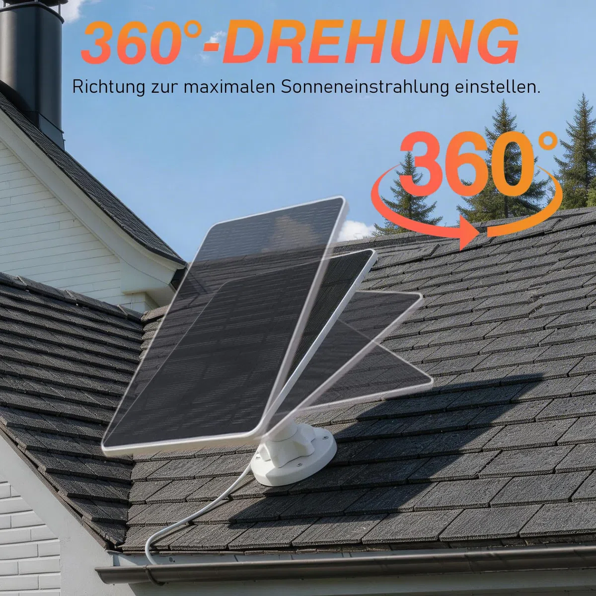 5W Solarpanel für Überwachungskamera Aussen Akku, 5V Solar Panel Kompatibel mit WYZE Battery Cam Pro, Eufy Camera und Arlo Essential/XL Spotlight Camera, Solarmodul mit Micro-USB, DC, USB-C (2 PACK)
