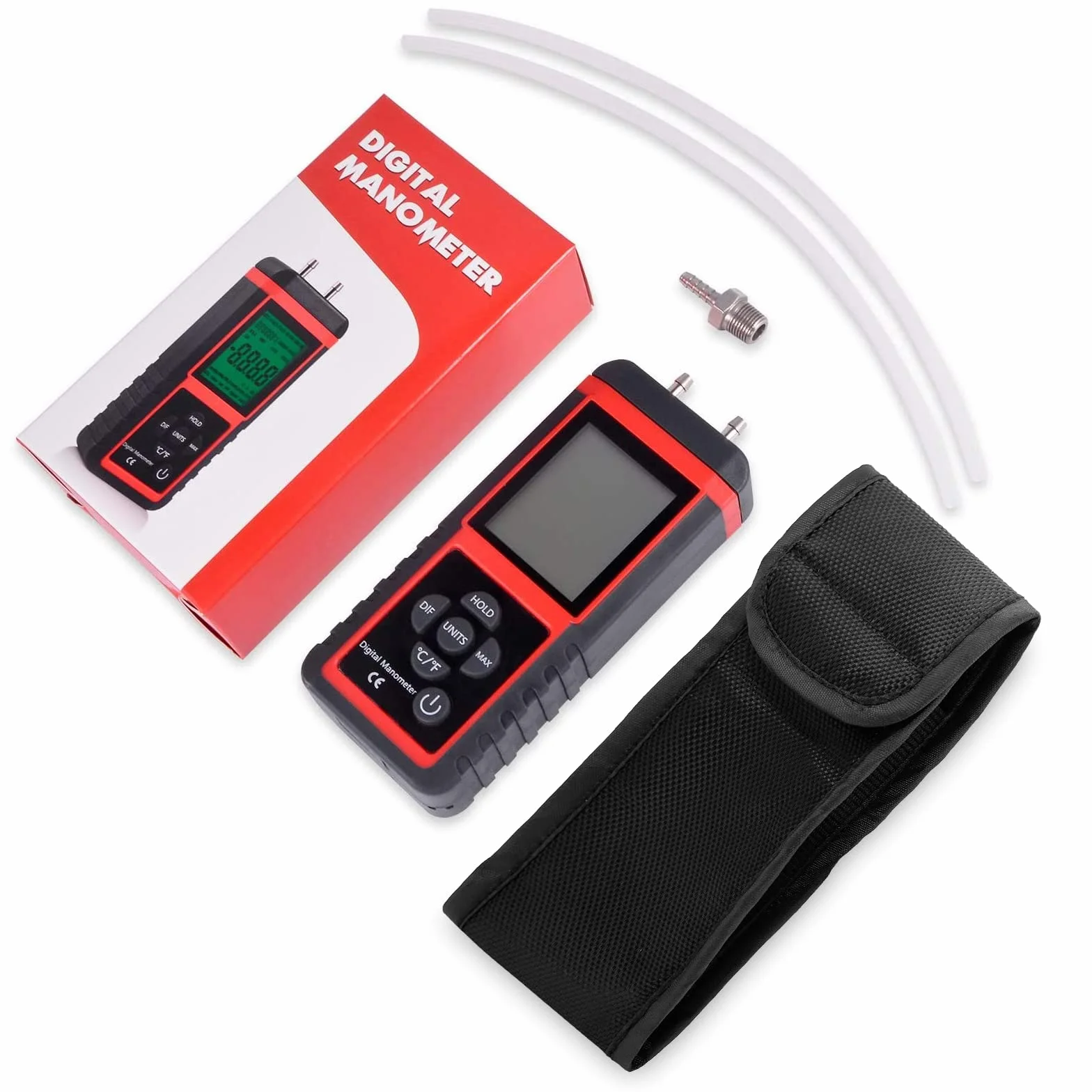 Ehdis Digital Manometer Luftdruck-Messgerät mit 32-Bit MCU 24-BitADC mit hoher Genauigkeit 12 Einheiten Speichern oder Halten