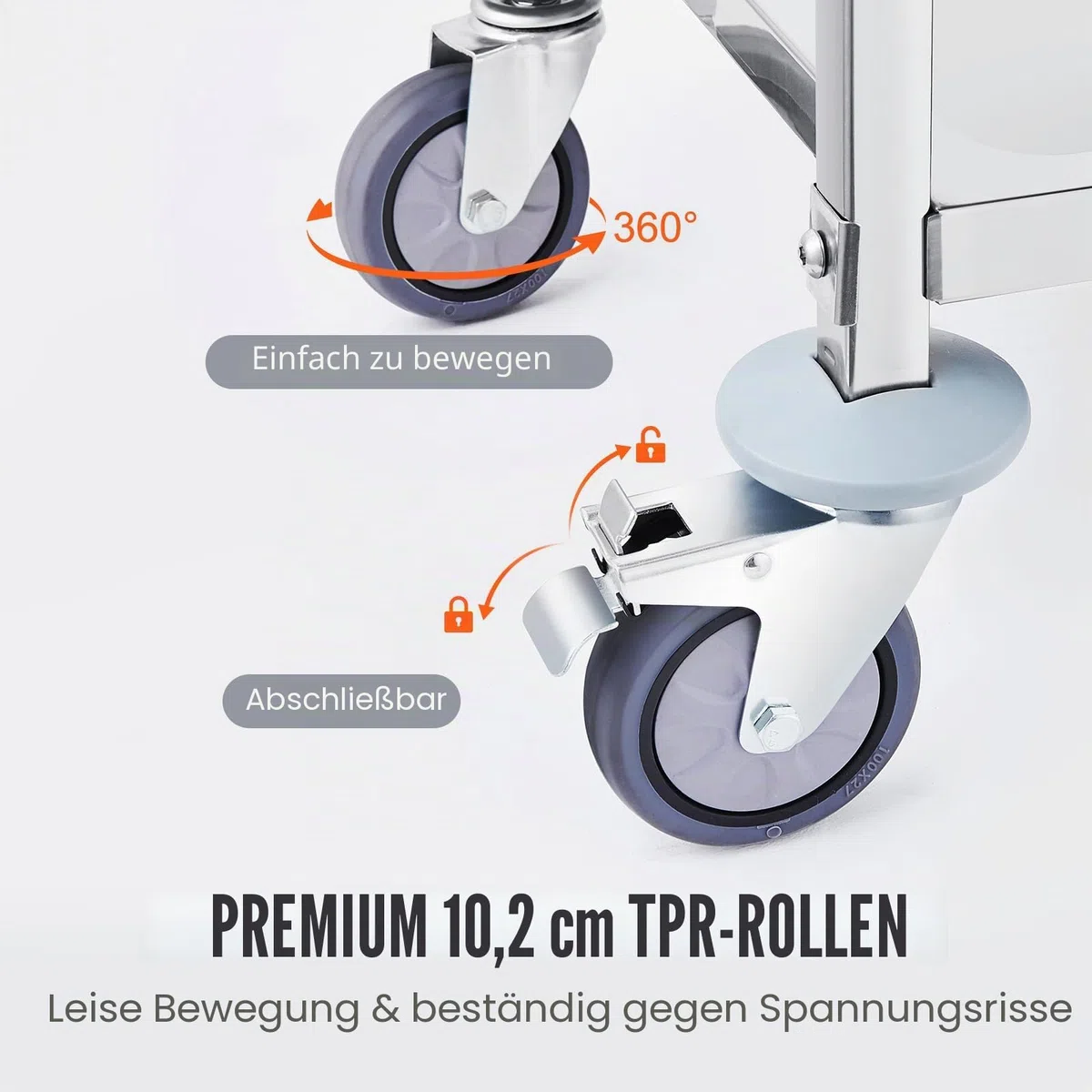 VEVOR Laborwagen Gerätewagen Medizintechnik Servierwagen 201 Edelstahl Tragbar Abräumwagen 100 kg Tragfähigkeit, 740 x 396 x 860 mm Labor Rollwagen Medical Trolley Dreifach-Design Silber