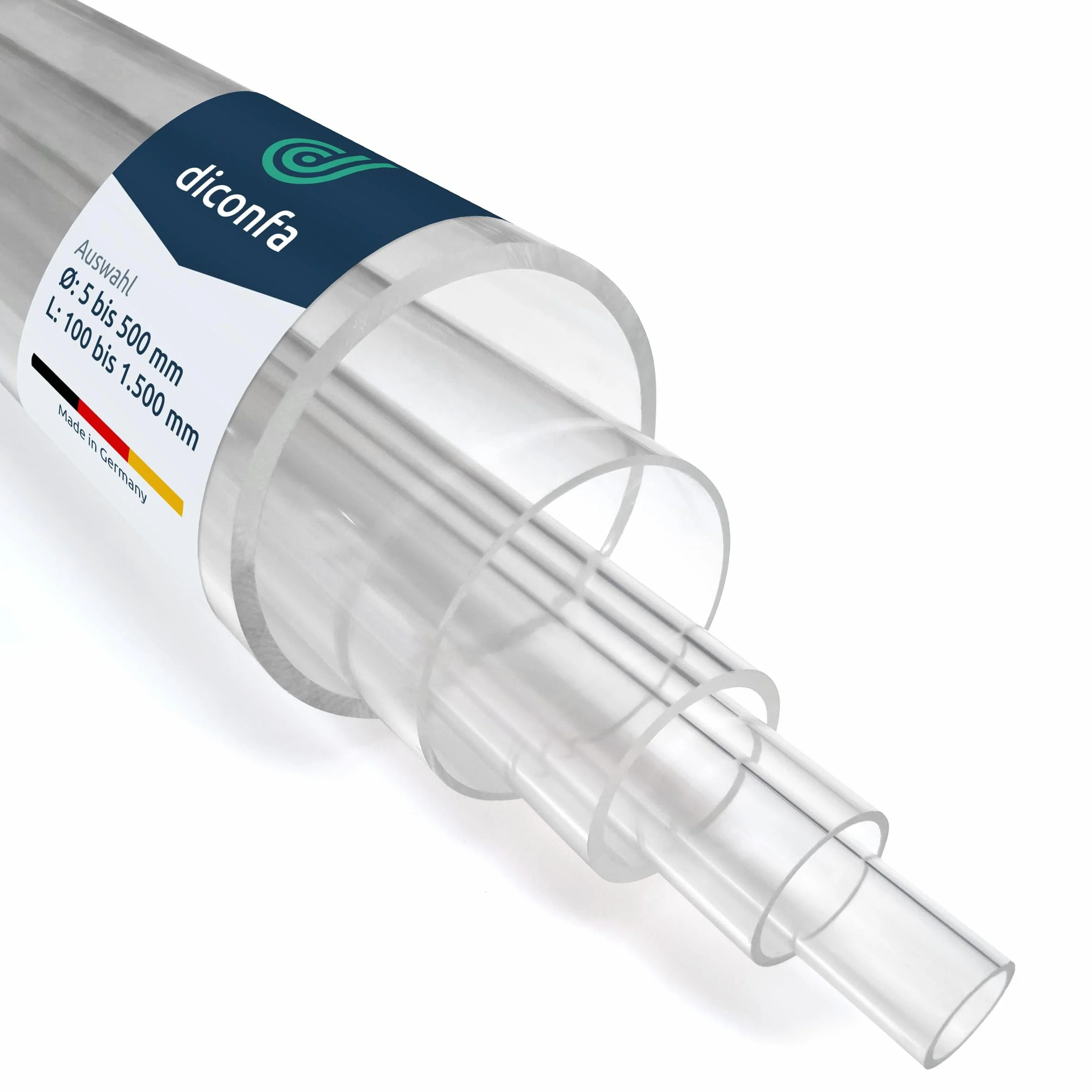 diconfa Acrylglas Kunststoff-Rohr glasklar Ø 5 bis 500mm LÄNGE: 0,1 bis 2m EINGEBEN - AUSWAHL: Durchmesser 64/58mm x 701 bis 800mm Farblos transparent Dekoration Messebau Beleuchtung Möbel