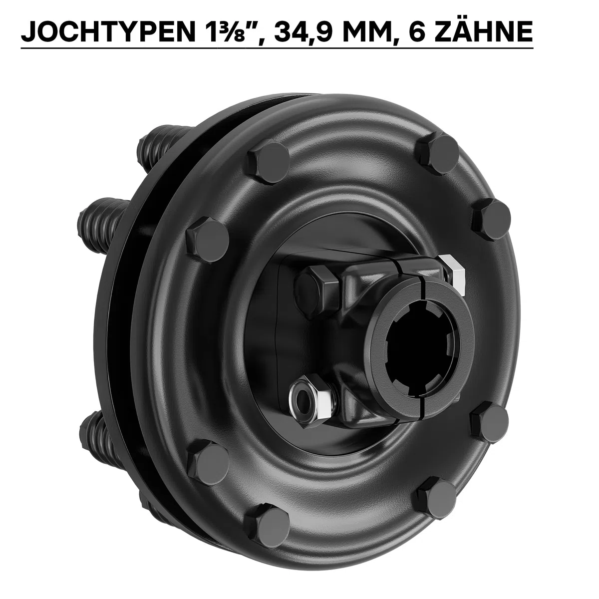 Wiltec Zapfwellen Kupplung für 6 Zahn Keilwelle 1 3/8" AG und IG, PTO-Shaft mit max. 1200Nm, schwarz