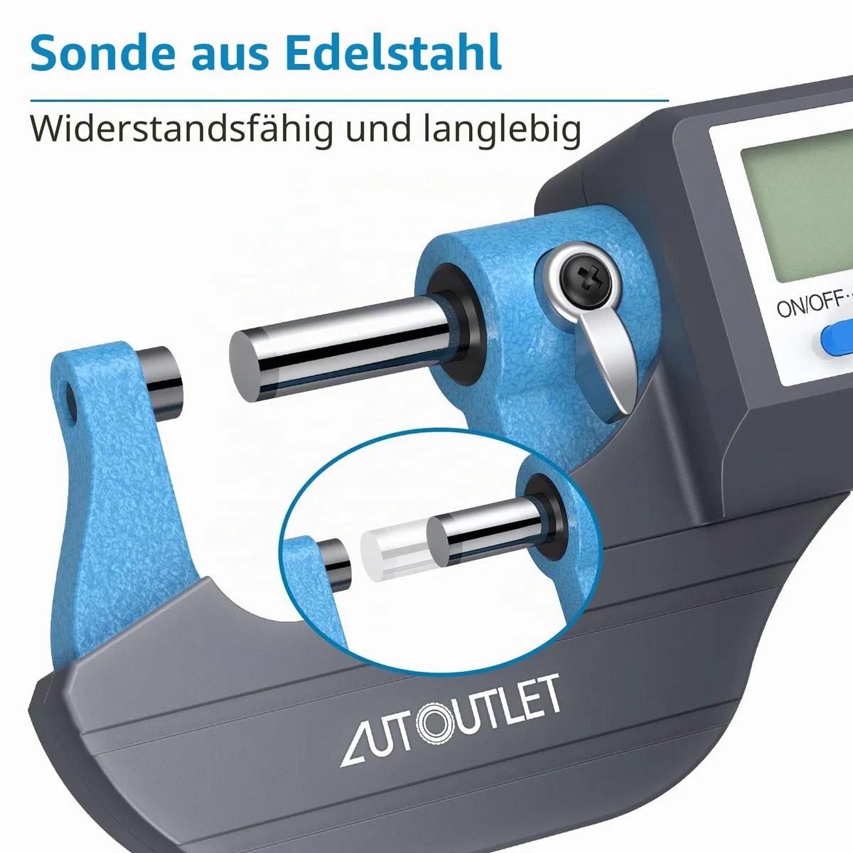AUTOUTLET Micrometer Digitale Bügelmessschraube 0-25mm/ 0.001mm, Hohe Präzision LCD Digitale Mikrometer Mikrometerschieber Länge Messwerkzeug Mikrometer 0.001mm(0.00005")