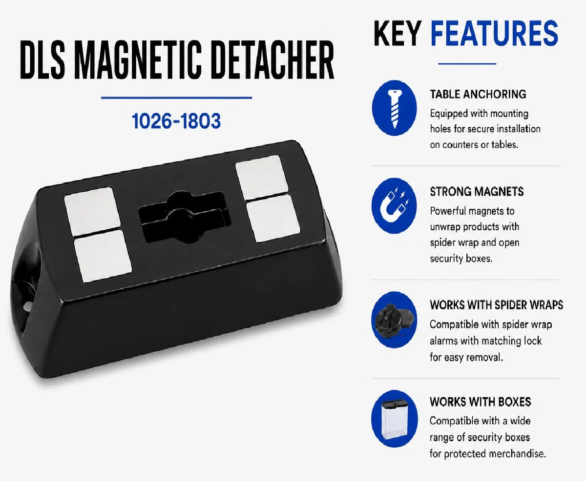DLS Fortknox Magnetschlüssel für Sicherheitsboxen und Spinnenalarme Spider Wrap, Professionelles Diebstahlschutz Werkzeug für Einzelhandel – EAS Magnetic Detacher 1026-1803 141010 D807_B2