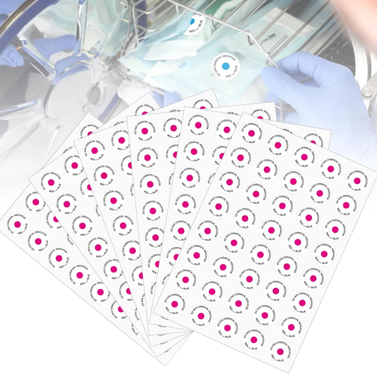 ETO Sterilisation Indicator Label Aufkleber mit Ethylenoxid Gas Chemical Adhesive Mark, 1.2" Durchmesser, 1000 Pcs