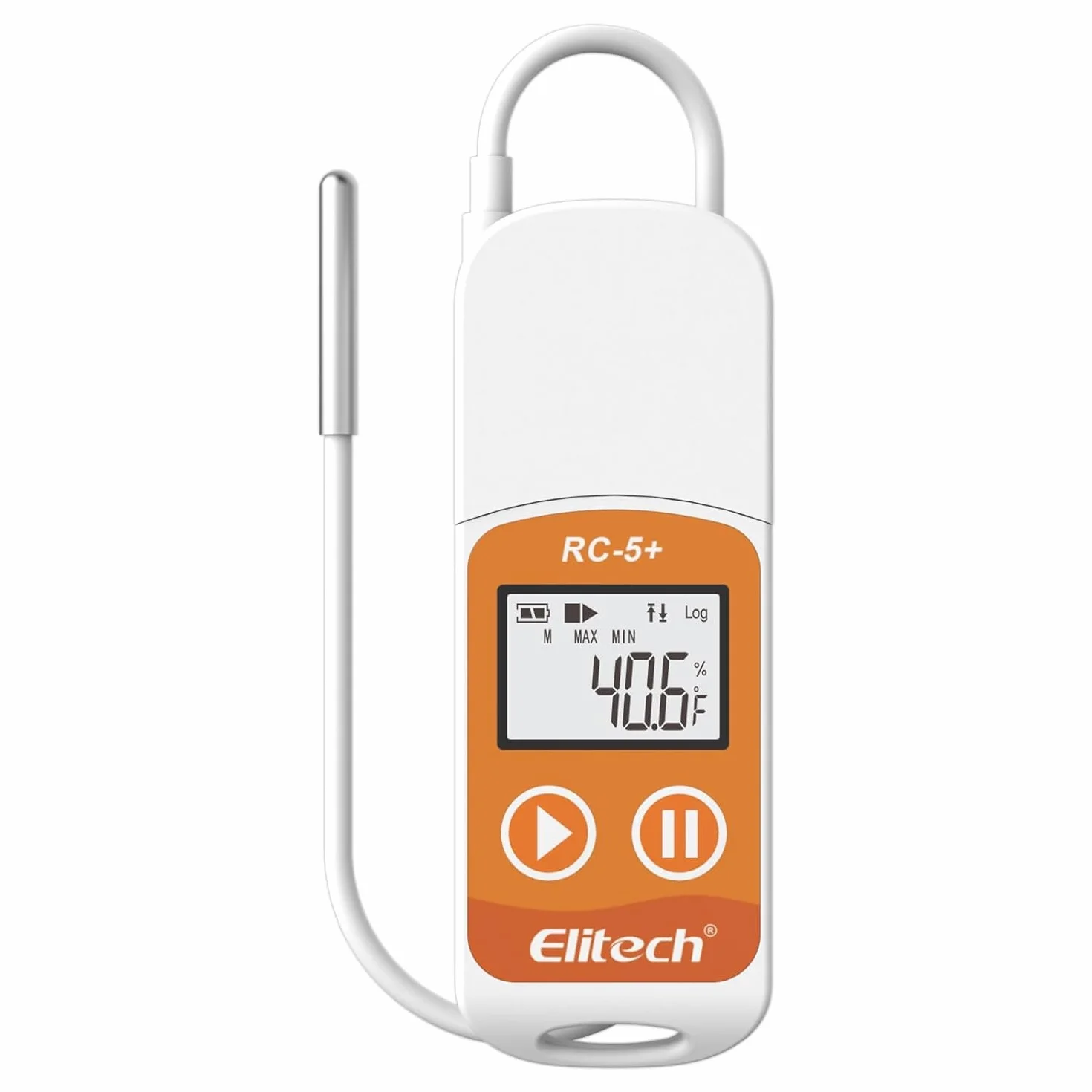 Elitech RC-5+ TE Temperatur-Datenlogger Wiederverwendbar Recorder 32000 Punkte PDF&CSV USB Hohe Genauigkeit Mit Kalibrierzertifikat Temperatur Logger Externer Sonde