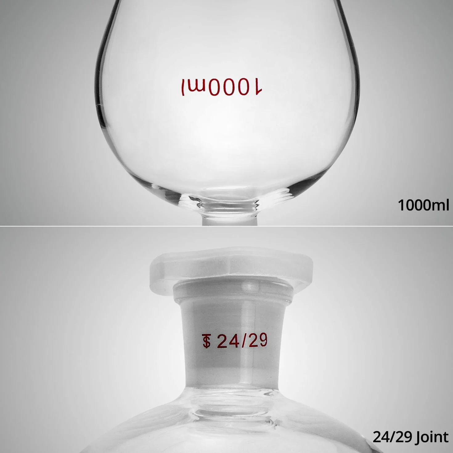 QWORK® Scheidetrichter Glas, Borosilikatglas 1000ml,Separatory Funnel Labortrichter mit Glas Absperrhahn 24/29 Verbinder und PTFE-Absperrhahn