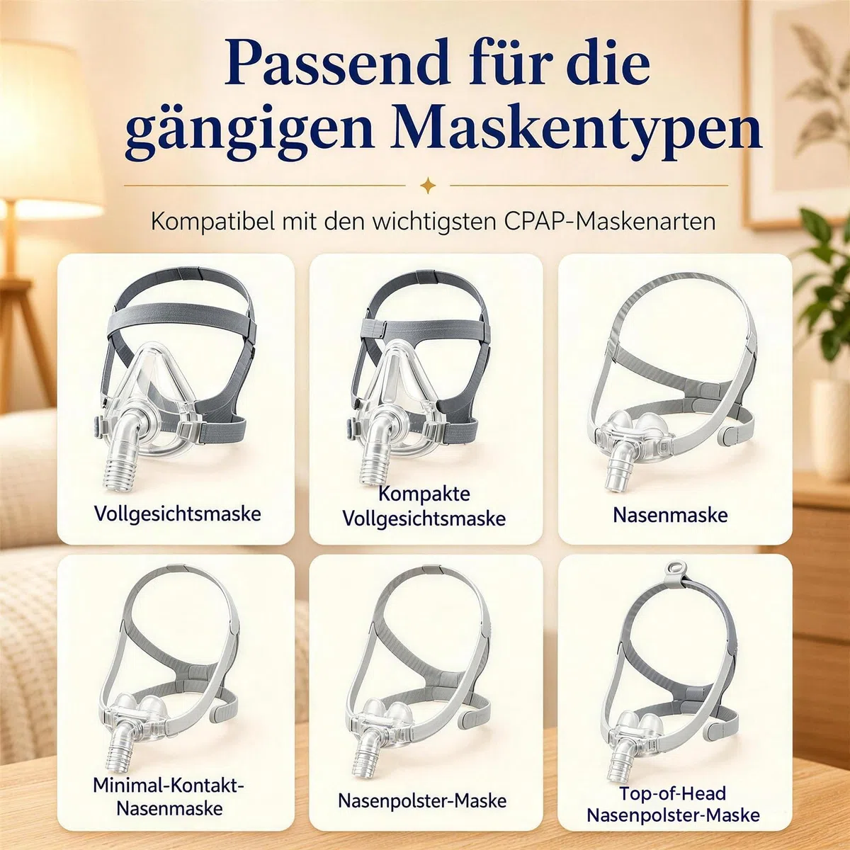 CPAP Kissen für Seitenschläfer, Memory Foam Kopfkissen für CPAP Masken, ergonomisches Nackenstützkissen zur Reduzierung von Maskendruck und Luftleckagen, für Seiten-, Rücken- und Bauchschläfer