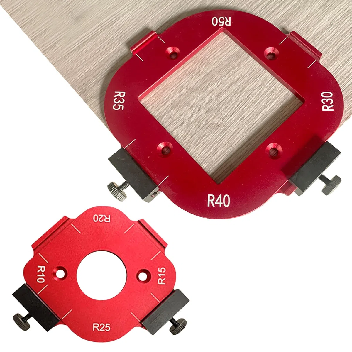 Radius Frässchablonen, Aluminiumlegierung runde Ecken Radius Schablonen, Holzbearbeitungsfräser, Bogenschneiden, Hilfswerkzeug, DIY-Vorlage, R10, R15, R20, R25, R30, R35, R40, R50