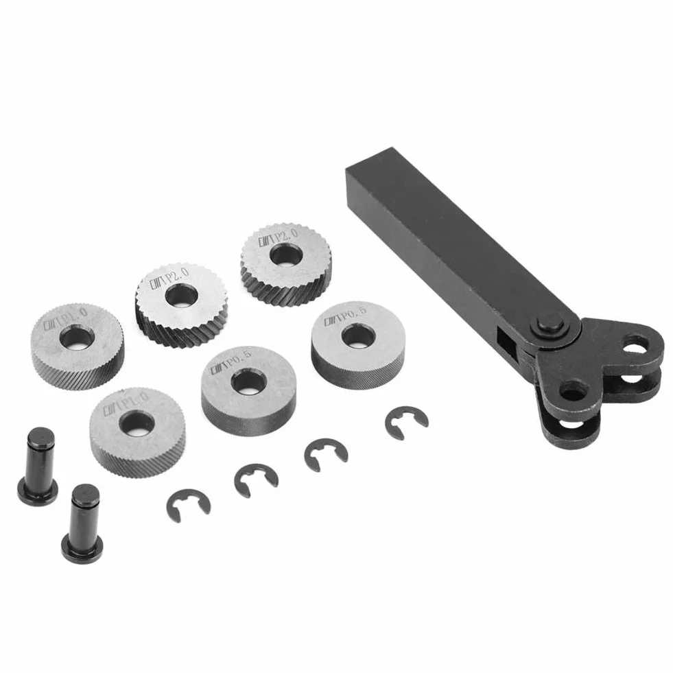 Rändelrad, 7-tlg. 0,5/1/2 mm Stahl-Rändelwerkzeug Diagonales lineares Doppelrad-Rändelset mit 1-teiliger Rändelung zum Ersetzen eines beschädigten linearen Rändelrads
