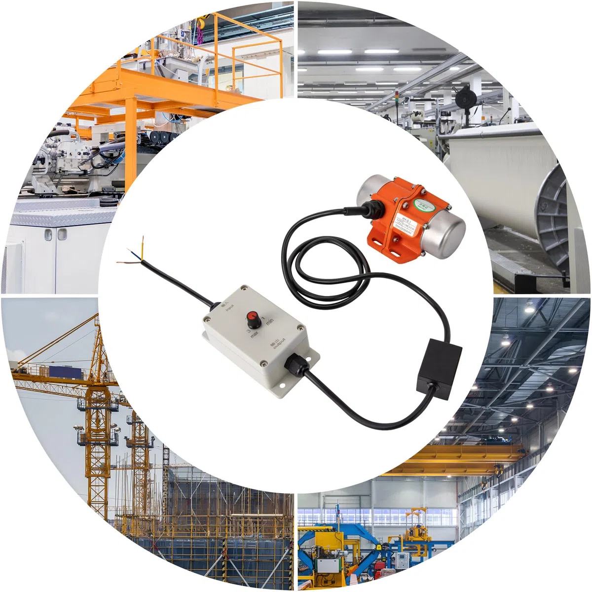 Vibrationsmotor mit Drehzahlregler, 30W 220V Elektrischer Rüttler 3000U/min Mehrzweckmotor Vibrator Geräuscharm, Rüttelmotor Vibration Motor für Bergbau Metallurgie Kohle