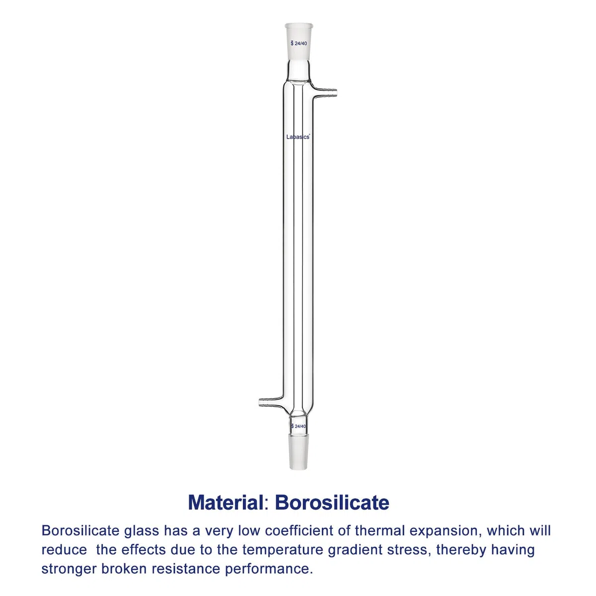Labasics Borosilikat Glas Liebig Kondensator mit 24/40 Gelenk und 400mm Jacke Länge, Lab Glas Kondensator Glass Liebig Condenser