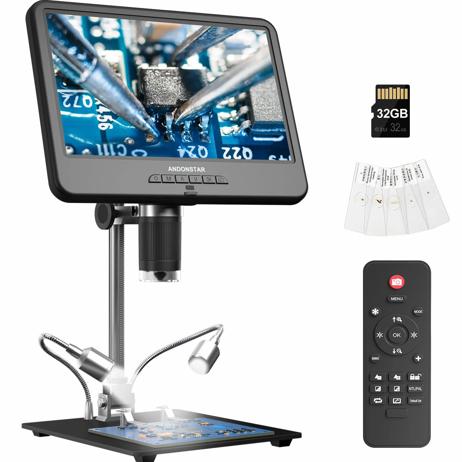 Andonstar AD210 10.1 Zoll LCD Digitales Mikroskop für Erwachsene, Lötmikroskop für Elektronikreparatur, Münzmikroskop Kamera mit Vollbildansicht für Fehlermünzen mit Licht
