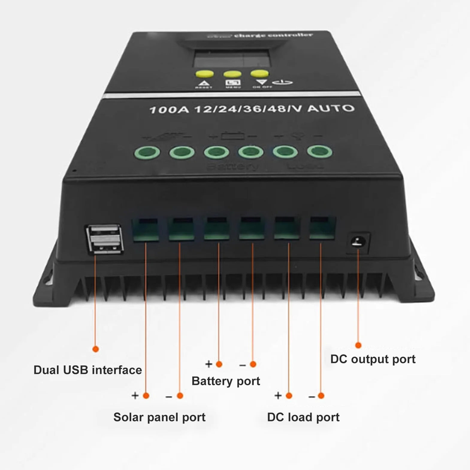 MPPT Solarladeregler 100 A 12V 24V 36V 48V Automatische Identifizierung Dual USB Solarregler Laderegler mit LCD Display