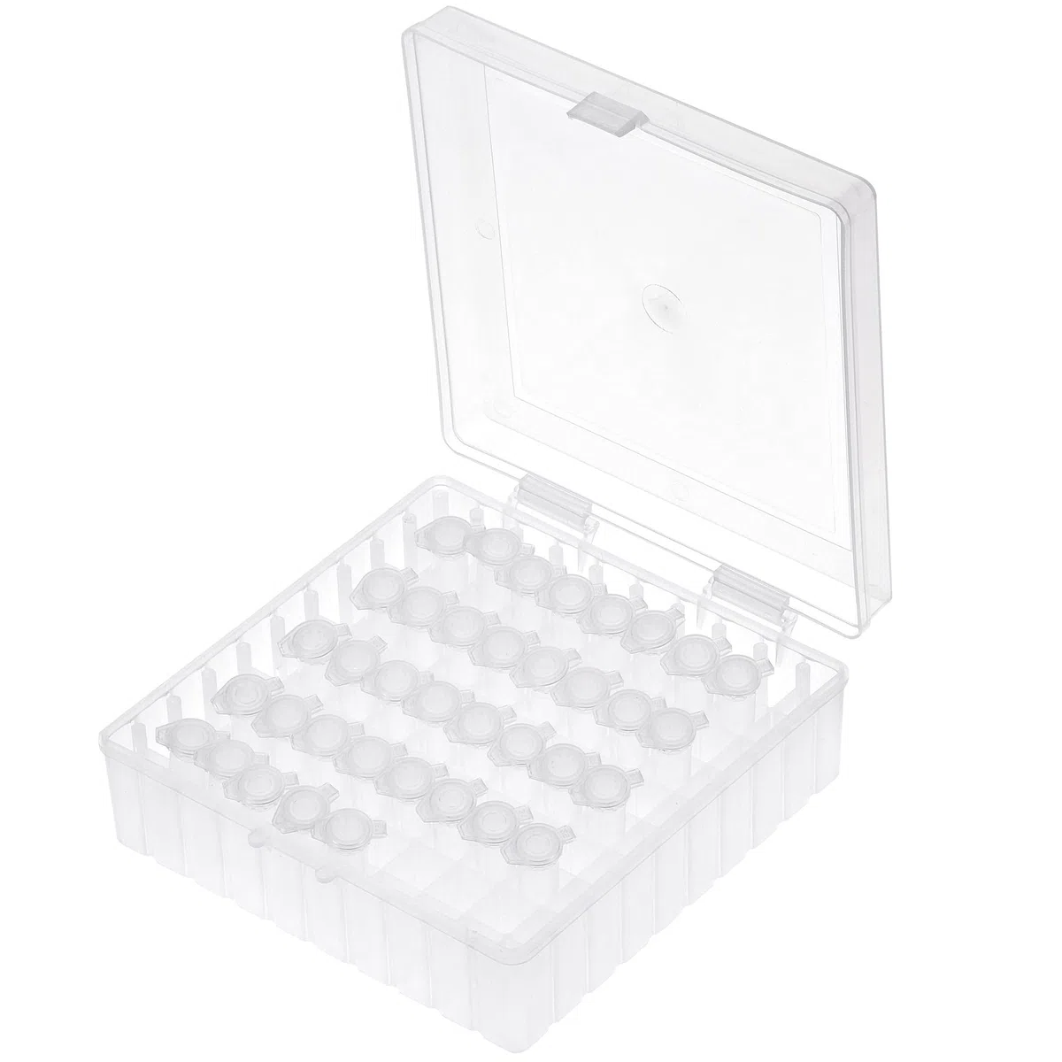 sourcing map Zentrifugenröhrchen, Gefrierschrank-Aufbewahrungsbox, 100 Plätze, wasserdicht, Polypropylen, abschließbar, kryogener Halter für 1.5/1.8/2 ml Mikrozentrifugenröhrchen, Proben, weiß