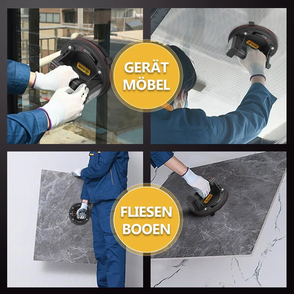 Mit 4X Akku, 2er 8" LED Elektrischer Saugheber Max 300KG Vakuum Saugnapf | Starker Selbst Nachsaugend Glasheber Geeignet für schweres Glas Fliesen EisenplatteSchiefer,Saugnäpfe für Materialtransport
