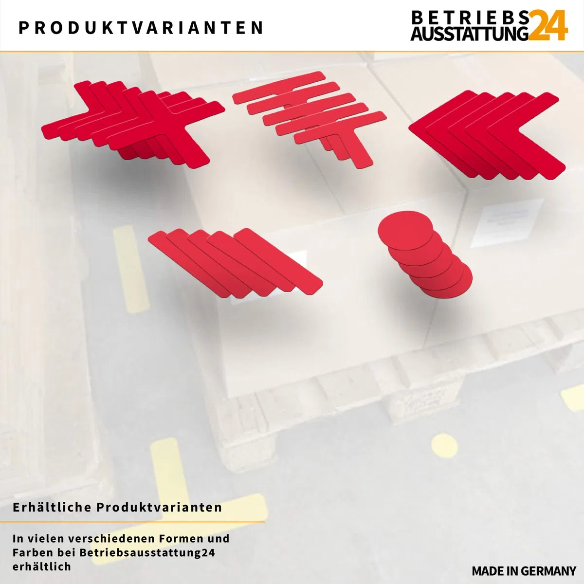 Stellplatzmarkierung - TYP L-Stück - PVC-Folie, selbstklebend - 25 Stück VE - Maße 5,0 x 20,0 x 20,0 cm - gelb - zur Lagerplatzkennzeichnug - sofort befahrbar
