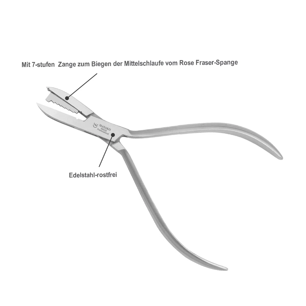 Masako Rading Stufenzange mit 7 Stufen Mittelschlaufe Spangentechnik Fußpflege Spangen Orthonyxie Zange aus rostfreiem Edelstahl 14,5 cm