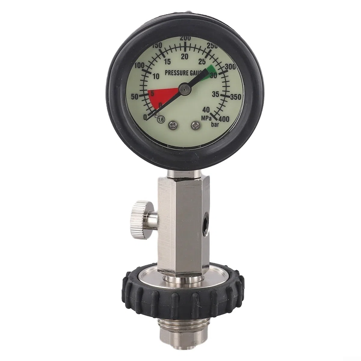 Tauchflasche Druckmessgerät G5/8 Gewinde 0-300 BAR Edelstahl Messing für DIN Tauchzylinder Druckanzeige Manometer Tauchen Ausrüstung Schwarz
