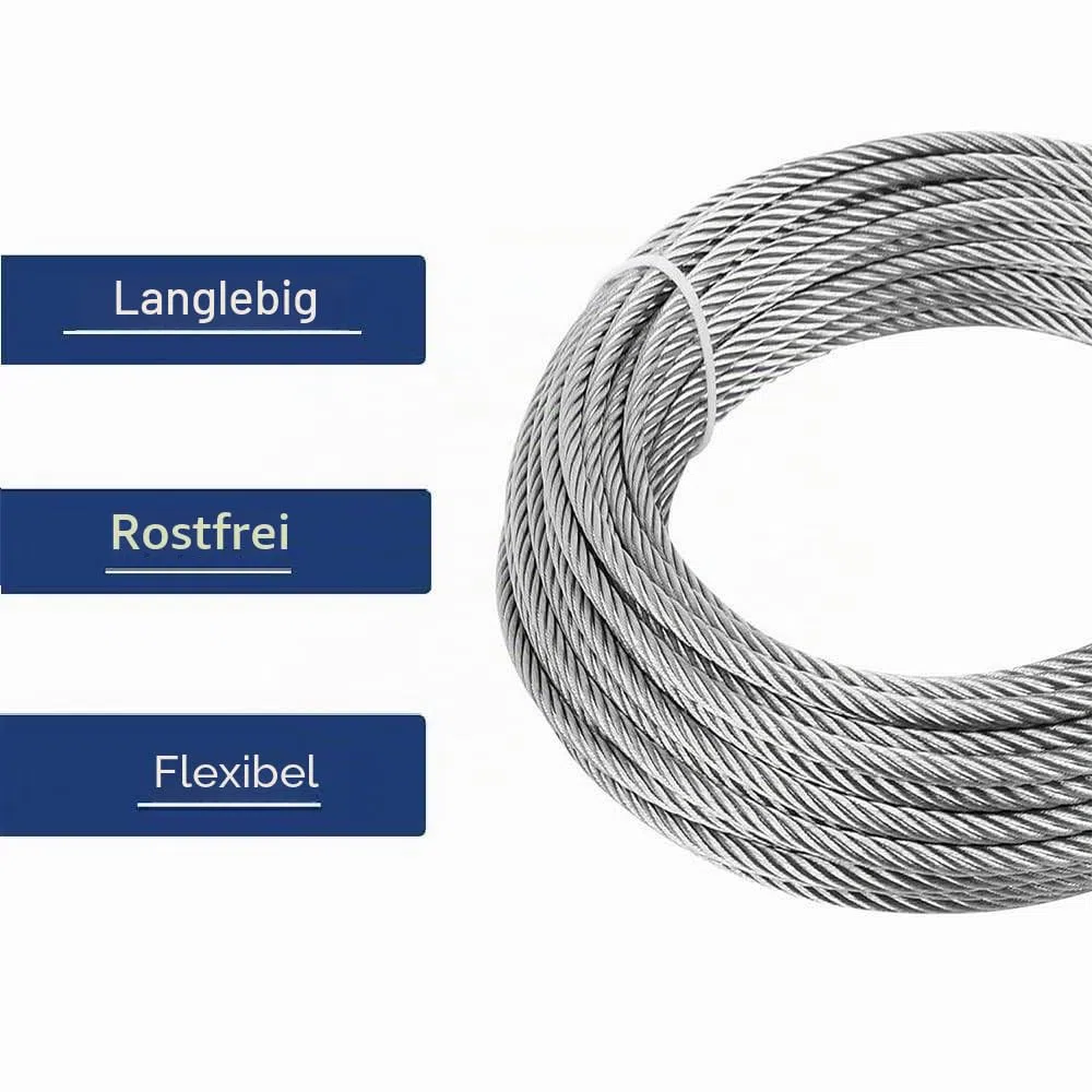Stahlseil 5mm Set, 30m verzinktes Drahtseil mit Seilklemme und Kausche, 7x7 Litzenkern Stahlkabel für Zaun, Schuppen, Sonnensegel, Rankhilfen für Kletterpflanzen