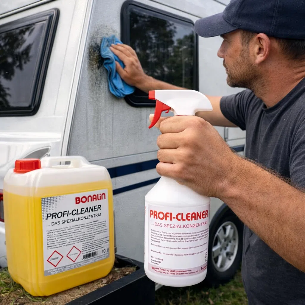 Bonalin Profi Cleaner Spezialkonzentrat 10 Liter – Hochwirksamer Universalreiniger für Caravan, Wohnmobil, Boot und Gewerbe, entfernt Regenstreifen, Fett, Teer und hartnäckige Verschmutzungen
