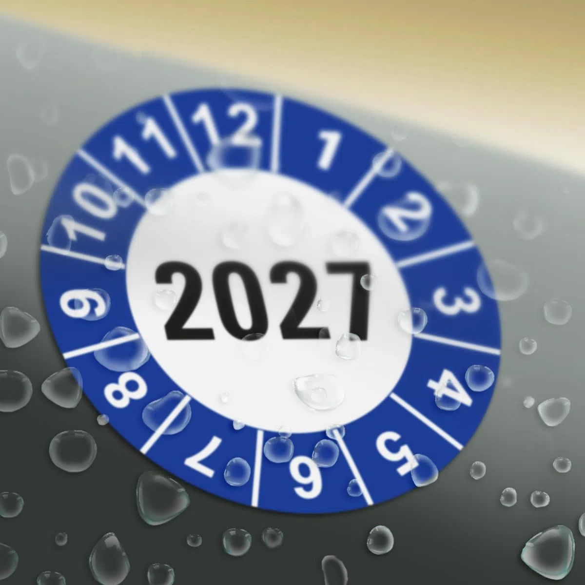 Hochwertige Prüfetiketten JAHRESPLAKETTE 2027 Ø 40mm - Selbstklebende PVC-Folie - Wartungsetiketten für Prüfung - Prüfplakette für Prüfungsnachweis (120 Stück)
