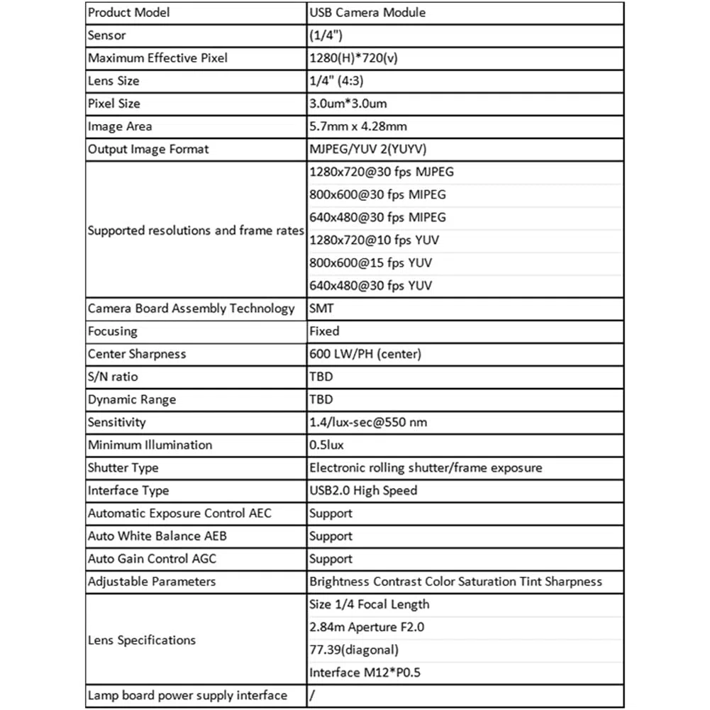 3 STK. 100-Grad-Kameramodul 1 MP OV9732 1280 X 720 USB Kostenloser Treiber Manueller, mit 3 Meter Kabel für WinXP/7/8/10