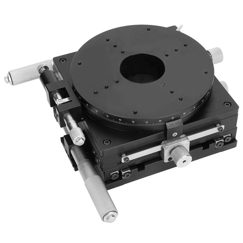 Manueller XYR-Lineartisch mit 3 Achsen, 160 x 160 mm SEMXYR-160 Präzisions-Feinabstimmungsplattform Station für optische Verschiebungsplattform Kreuzführung Optischer Schiebetisch