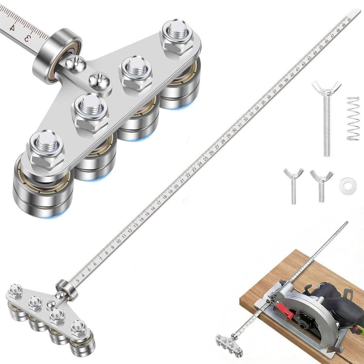 Positioning Calipers for Precise Measurements & Easy Wood Cutting, Circular Saw Straight Line Guide, Adjustable Stainless Steel Rip Fence Tool (60cm)