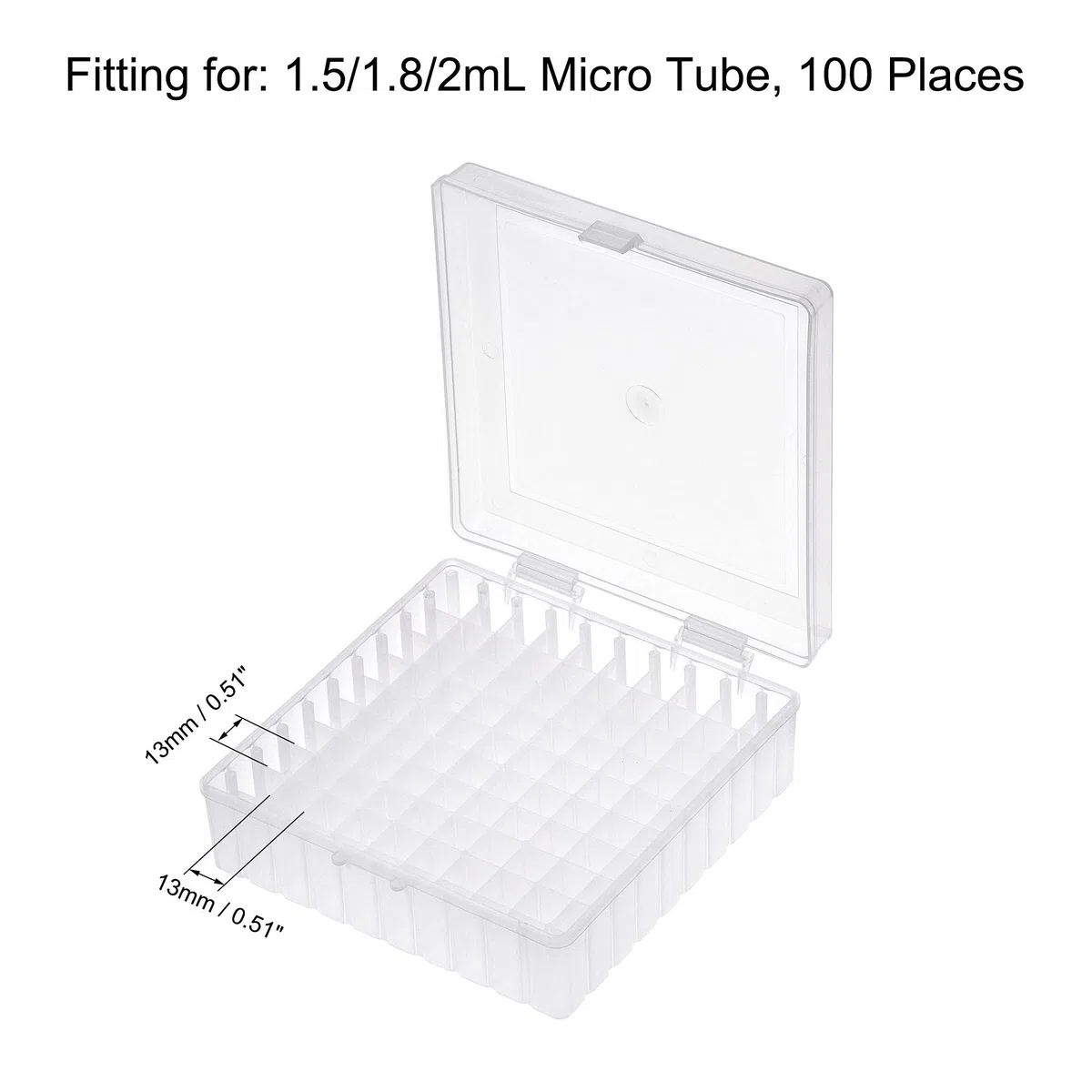 sourcing map Zentrifugenröhrchen, Gefrierschrank-Aufbewahrungsbox, 100 Plätze, wasserdicht, Polypropylen, abschließbar, kryogener Halter für 1.5/1.8/2 ml Mikrozentrifugenröhrchen, Proben, weiß