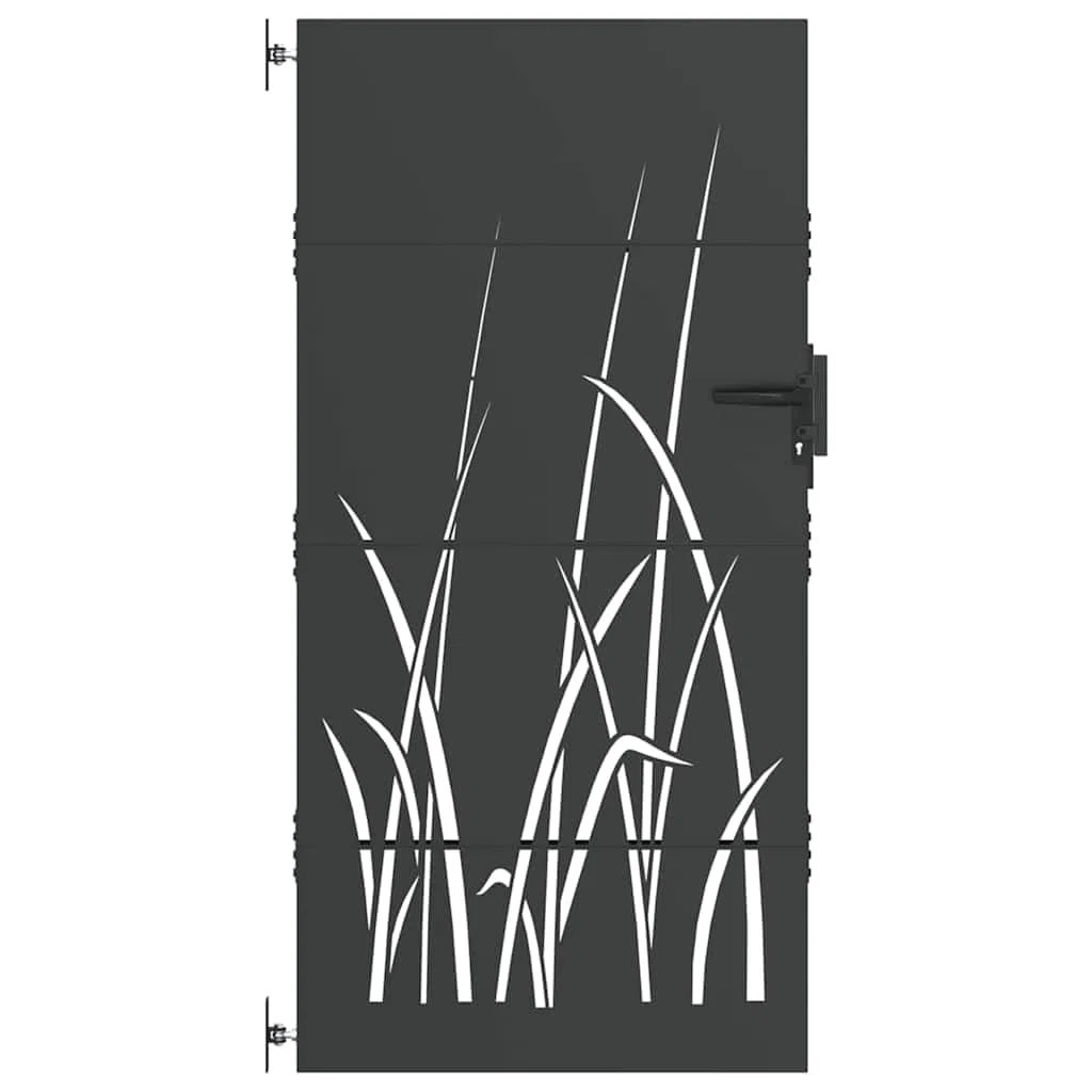 vidaXL Gartentor Schwarz 85 x 175 cm Pulverbeschichteter Stahl, Garten und Terrasse, moderne Außensicherheit, robuster Metallzaun für den Zugang, stilvoller rechteckiger Eingang
