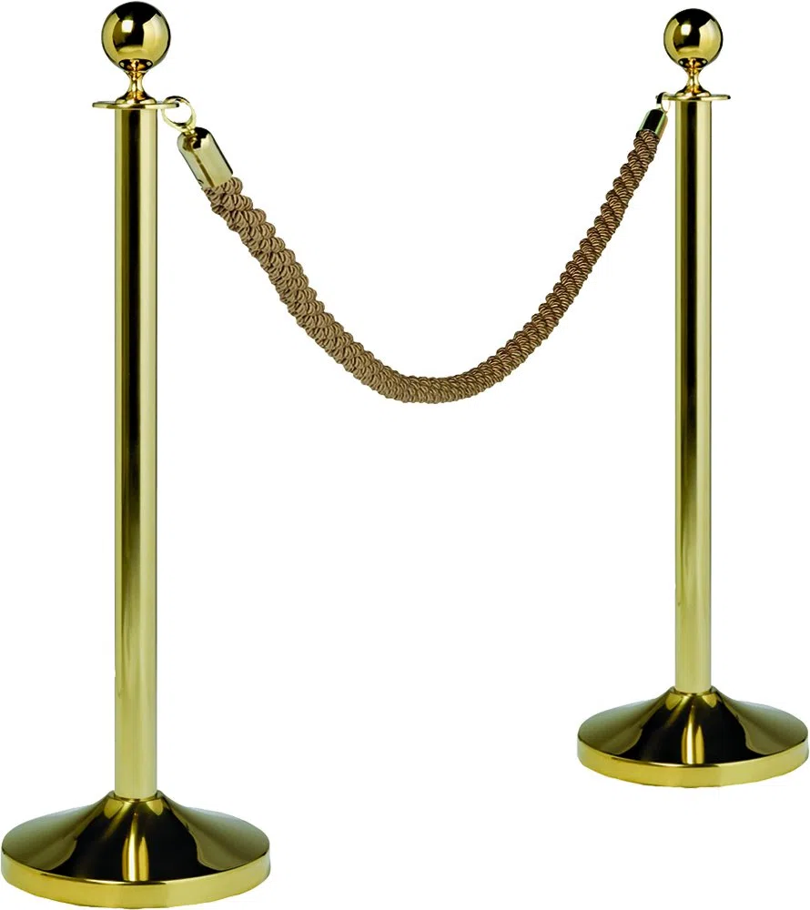 Securit Classic gedrehte Kordel für Absperrpfosten - Bronze mit vergoldeten Endstücken - 150cm