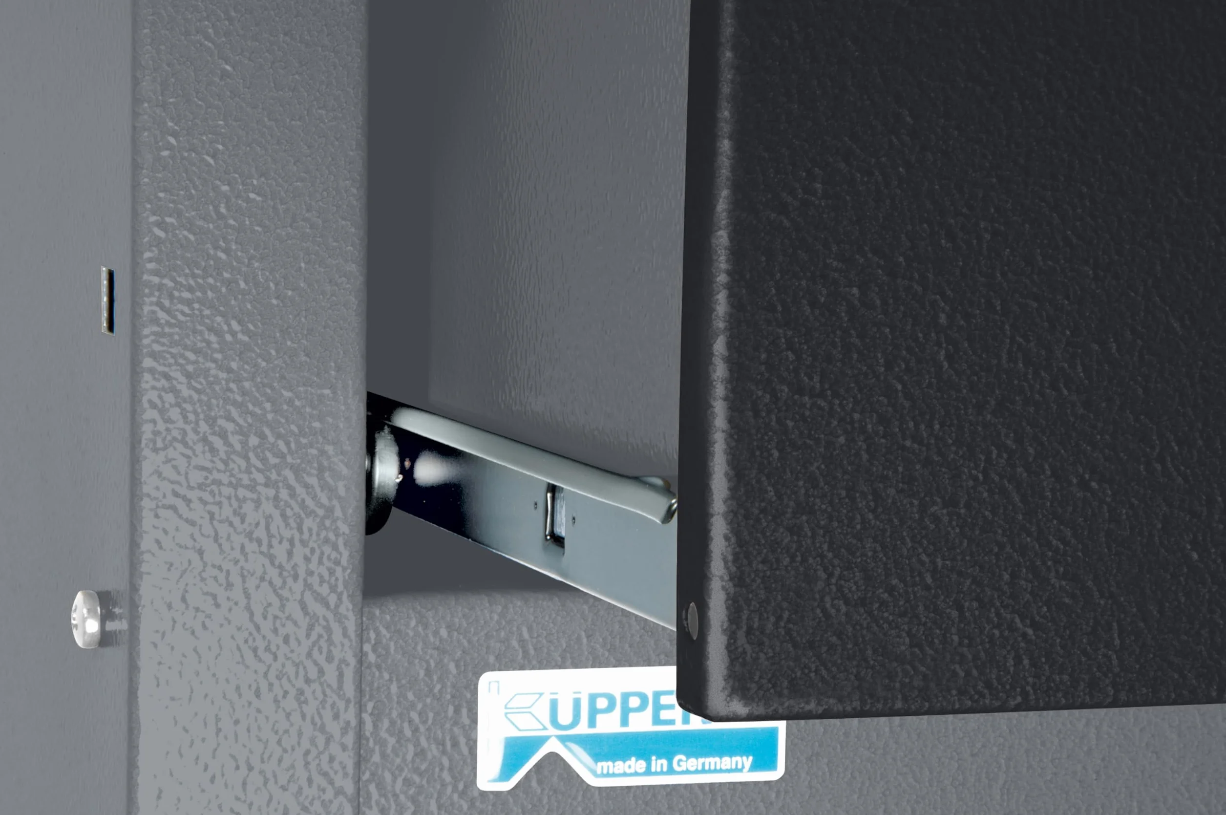 Küpper Werkstatt Werkbank 12289, 6 Schubladen, 2 Türen, 300 kg Traglast, 30 mm Massive Buchenarbeitsplatte (Schwarz, 240x84x60 cm)