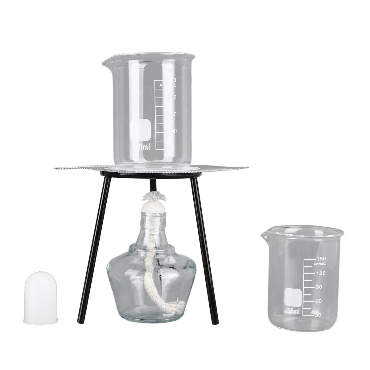 Heizset für Chemische Experimente, Brenner, Lampe, Stativ, Sieb, Netz, Becher, Zange, Rührstab für Labor, Schule, Chemie, Bildungsbedarf
