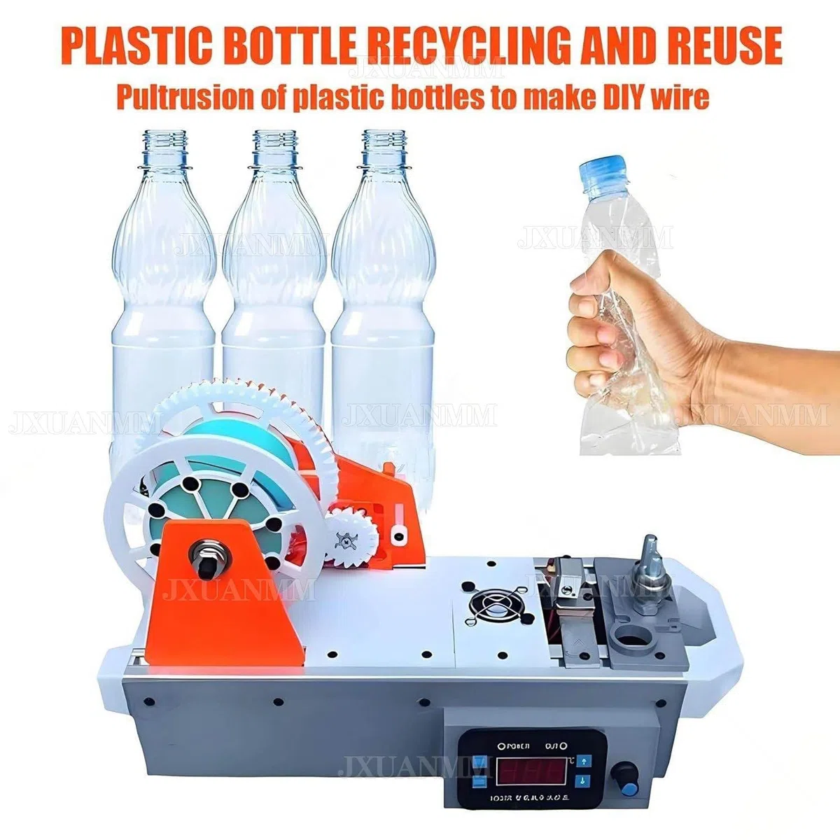 3D-Drucker-Extruder-Filament-Maker-Maschine, Desktop-Filament-Maker-Maschine, Digitale Temperaturregelung, recycelte PET-Flaschen-Recycler, für Familien, Heimwerker White