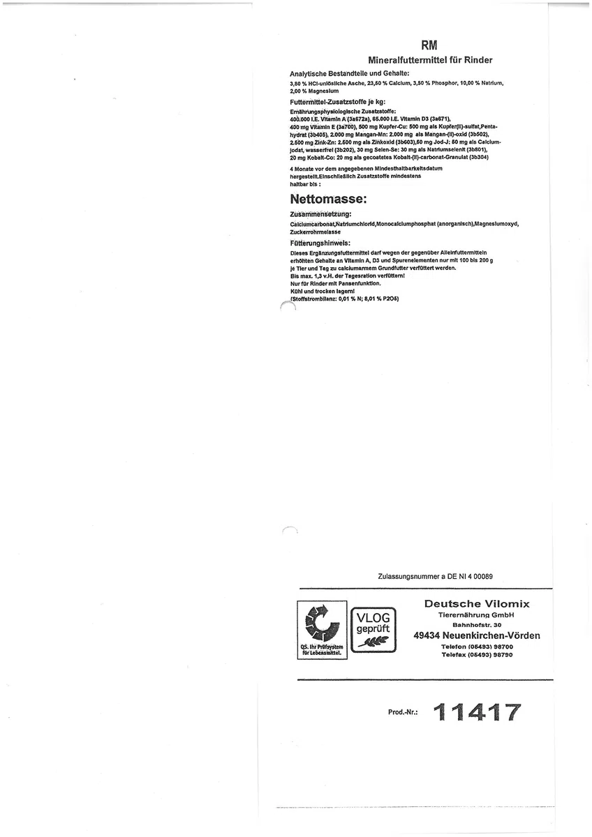Mineralfutter für Rinder (11417), 25 kg