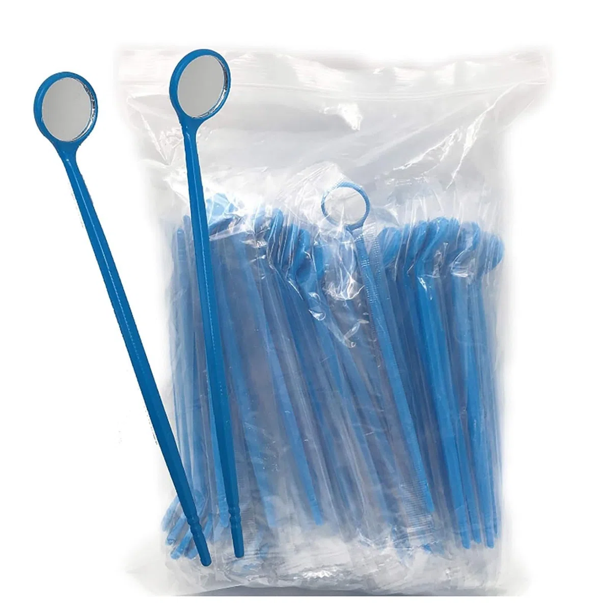 200 Stück Dental-Mundspiegel mit glänzenden Griffen, Einweg-Mundspiegel für zahnärztliche Untersuchungen, Mundspiegel, Antibeschlag-Mundspiegel, jeder Spiegel einzeln verpackt(Blue)