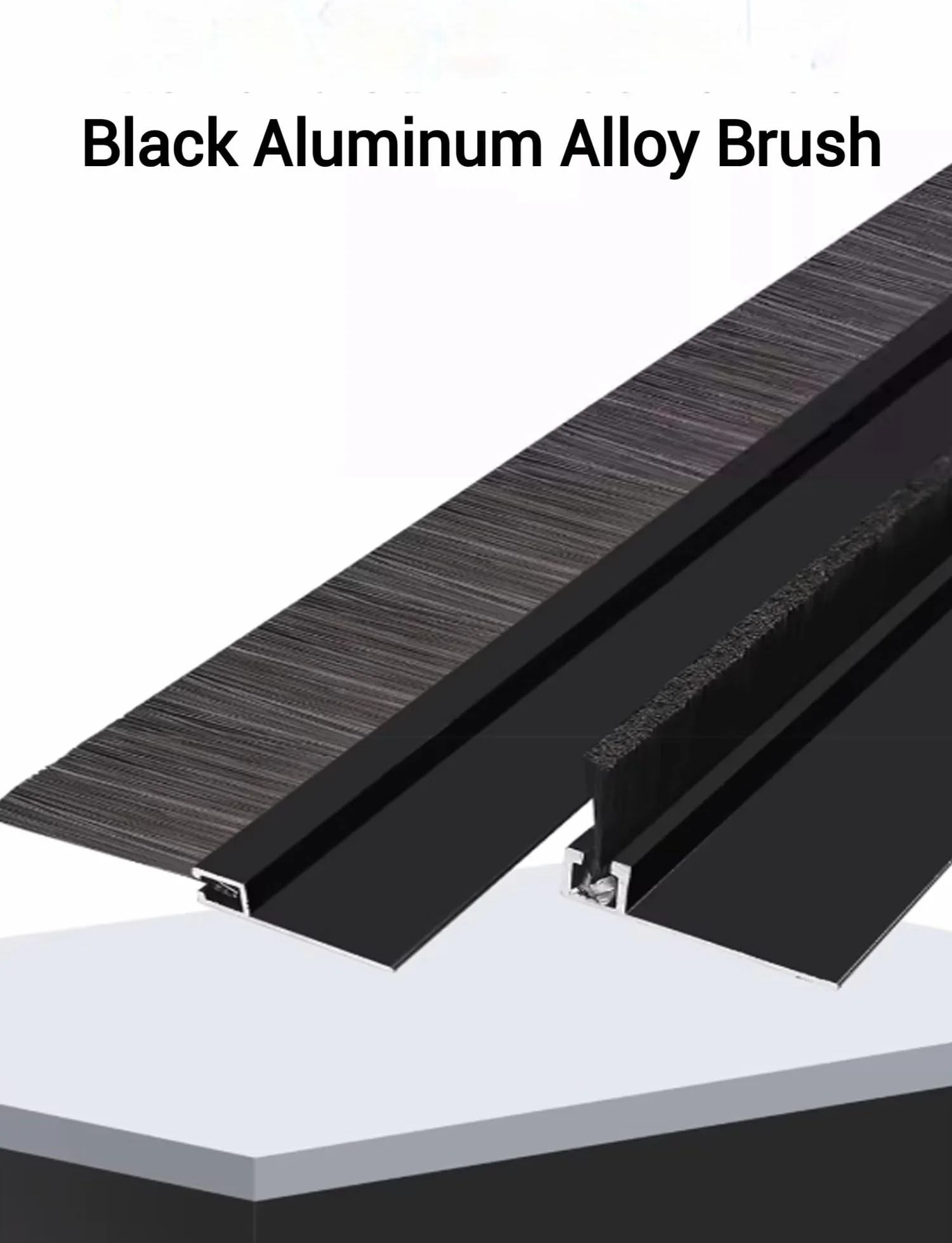 Schwarze Streifenbürste aus Aluminiumlegierung, Türbürste fegt Dichtung Garagen-Rolltor-Unterbürste Aluminiumhalterung Einfache Montage(F,85mm)
