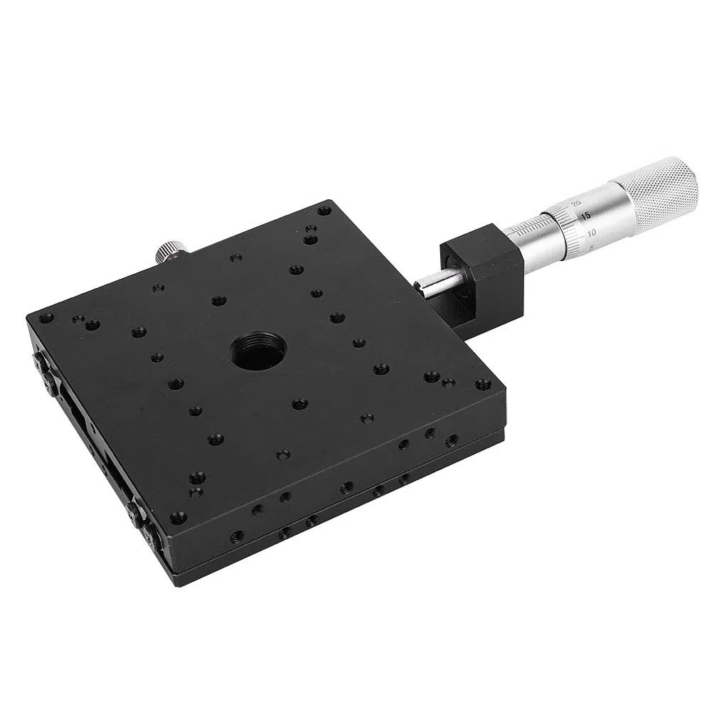 SEMX100-AC Manueller X-Lineartisch, 0,01 mm Präzisions-Mikrometer-Feinabstimmung, Gleittisch, Kreuzrollenführung, X-Achsen-Linearpositionstisch, 3,9 x 3,9 Zoll