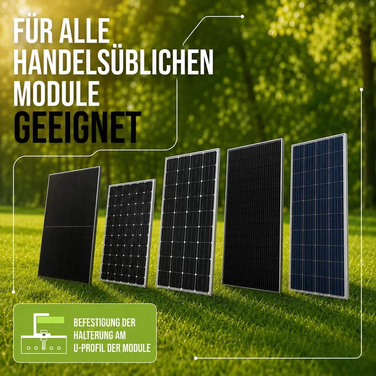 Drei Eichen - 4x Balkonkraftwerk Halterung.118cm stabiles 3mm Aluminiumprofil mit hochwertigen Edelstahl Schrauben für 2x Solarmodul Halterung. Befestigung für PV-Module Halterung Solarmodul 0% MwSt