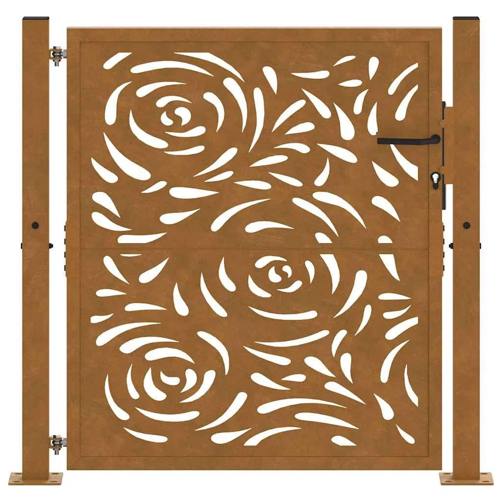 vidaXL Gartentor 100x100 cm Wetterfester Stahl Flammen-Design, Zauntor, Outdoor Tor, Eisentor, Sicherheitstor, Einfahrtstor, Metall Zauntor