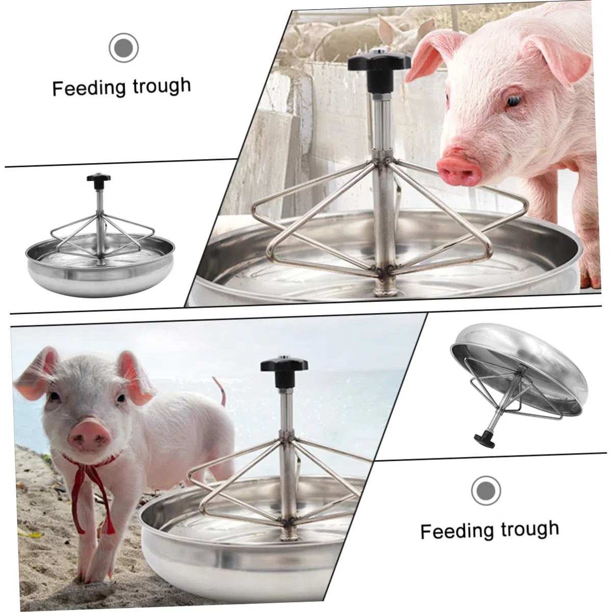 Futtertrog für Leicht zu Reinigen und Rostfrei für Einsatz dem Bauernhof mit Edelstahl Mehreren Fächern Schweine Kleine Haustiere