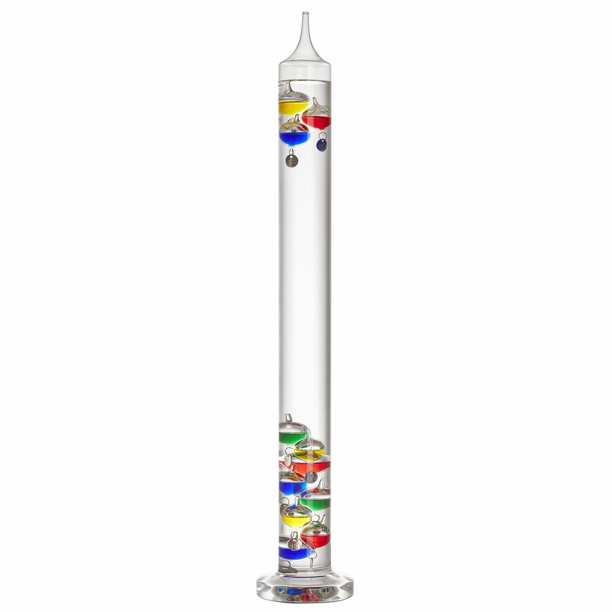 TFA Dostmann XL Analoges Glasthermometer Galileo Galilei, 18.1017, Flüssigkeitsthermometer, 64cm, Innentemperatur messen, einfaches Ablesen, silberne Temperaturmarken, Dekoobjekt, 17 bis 27°C, bunt